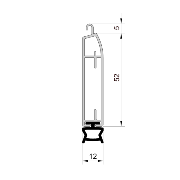 Aluminium onderlat met rubber dichting